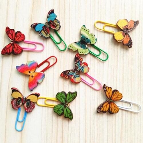 100Pcs Cute Colorful butterfly Clips Cute Cartoon Little Book Clip Stationery