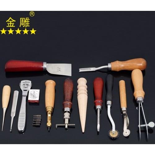 13pcs Handmade Leather Tool Set, Contain Thinning Punching and Grooving Tool ,Hand-sewn Leather Tool Set, DIY Leathercraft