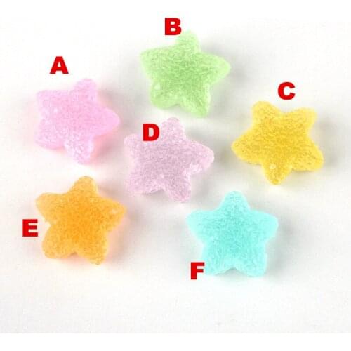 20pcs Kawaii 18mm Candy Star Resin Cabochons Ornament Accessories Girls Hair Jewelry Bow Center Charms Slime Bead 18mm