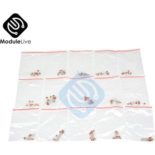 300pcs/Set 30value*10pcs=300pcs 2pf-0.1UF 4.7nF 50V Ceramic Capacitor Assorted kit Assortment Set + Box Diy Tools