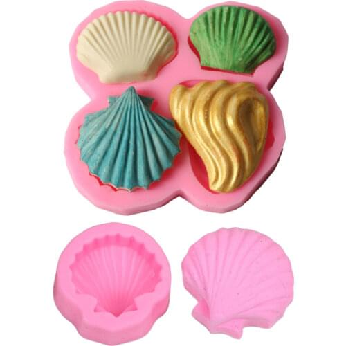 4Cavity Seashell Silicone Mold Fondant Cakes Decorating Tools Silicone Mould Sugarcraft Chocolate Baking Tool For Cakes Gumpaste