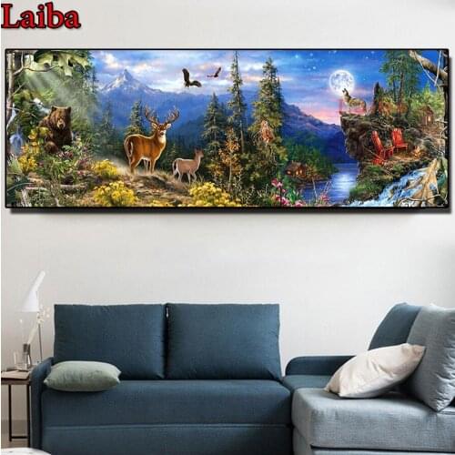 Large Size Diy Diamond Painting Moon forest Animals Life 5d Embroidery Mosaic Full Square Round Drill Cross Stitch Kits Craft