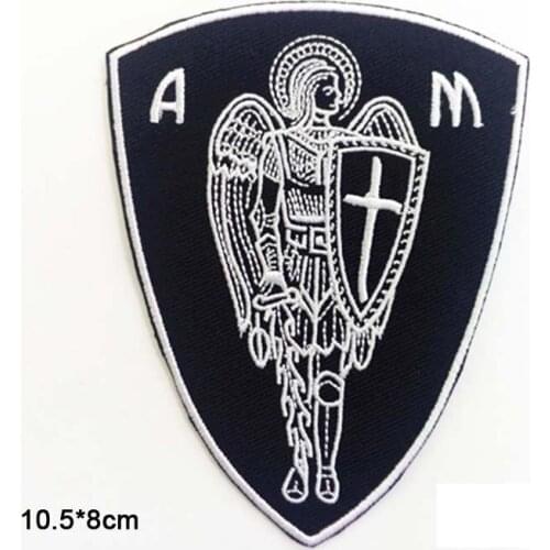 Assassin ARCHANGEL ST.MICHAEL CROSS CHRISTIAN CROSS Iron On Embroidered Clothes Patch For Clothing Stickers Garment Apparel