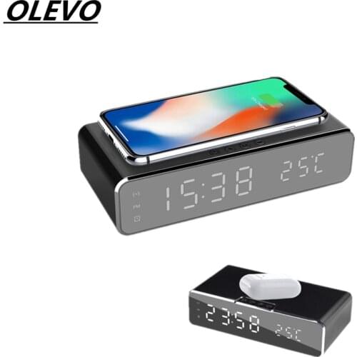Wireless Charger Thermometer Alarm Clock Three In One For iPhone 12 Mini Pro Max Xiaomi Multifunctional Quick Charging Base