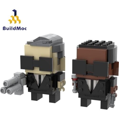 BuildMoc Brickheadz Figures Movie Figurine Men in Black With Guns Weapons Building Blocks MOC Figures Bricks Toys For Children