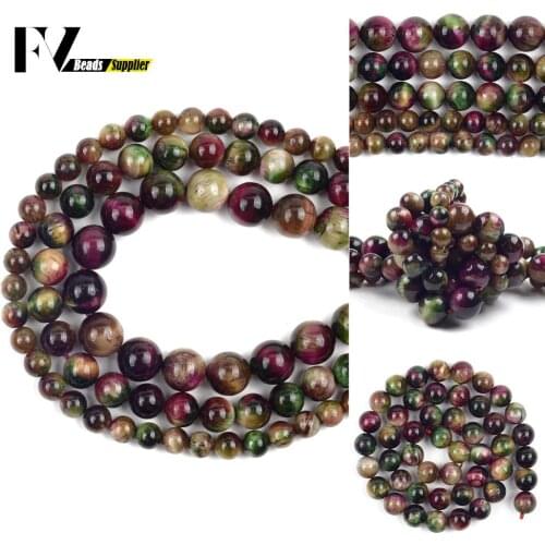 Natural Multicolor Tiger Eye Stone Beads For Jewelry Making 6 8 10mm Round Loose Beads Necklace Bracelet Accessories 15 Inch