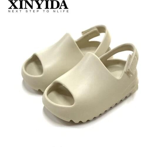 New Arrivals Summer Children Yzy Slides Hook & Loop Breathable Slipper For Kids Lightly Fish Mouth Boys Girls Sandals Size 24-35