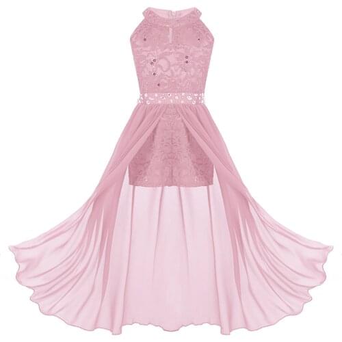 Sequin Dress Kids Floral Lace Rhinestone Ballet Tutu Dance Leotard Dress Girls Contemporary Lyrical Dance Costumes Ballerina