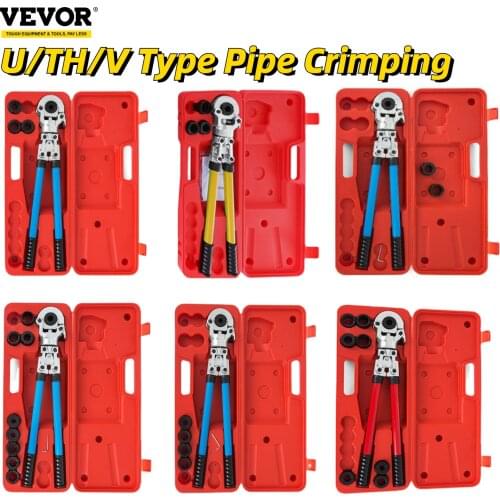 VEVOR Pipe Crimping Tool with Removable Dies Hydraulic Pex Tube Crimper Plumbing Pressing Tongs Kit for AC Lines TH U V Contours