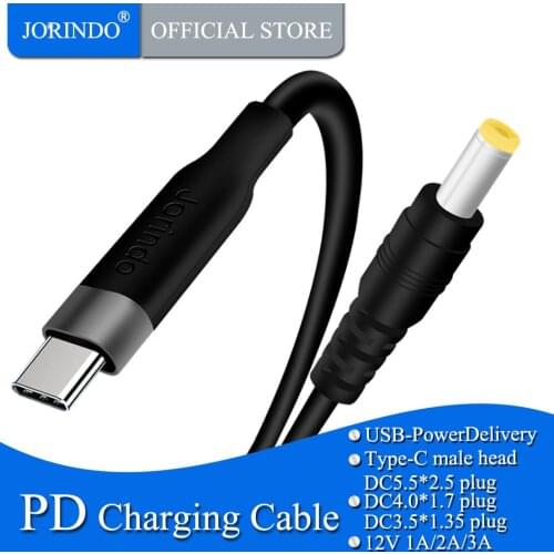 JORINDO PD tricks 12V fast charge charging cable for Router, tablet, Tmall wizard,TypeC to 4.0*1.7 3.5*1.35 5.5*2.5 DC male plug