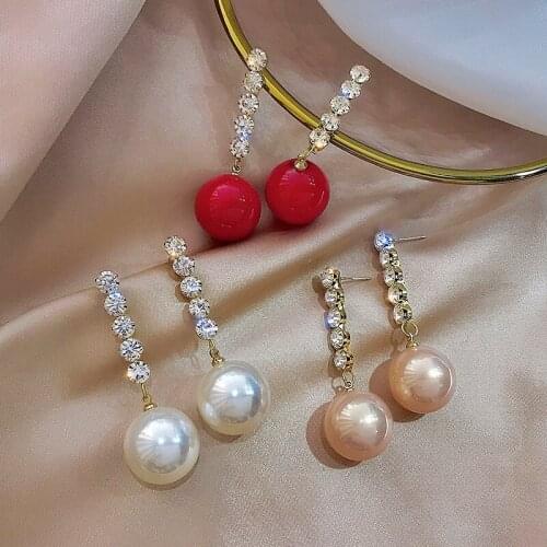 Korean temperament pearl earring female long money eardrop web celebrity temperament girl contracted earring female for women