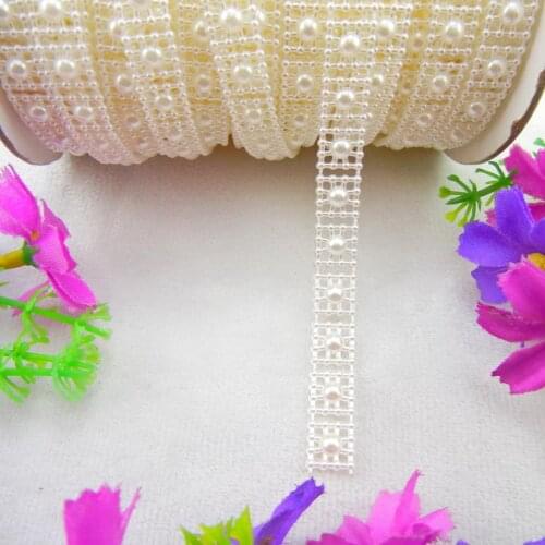 Square shape Plastic base Pearl string banding applique Sew On glue on garments shoes hat handicraft diy trim accessories