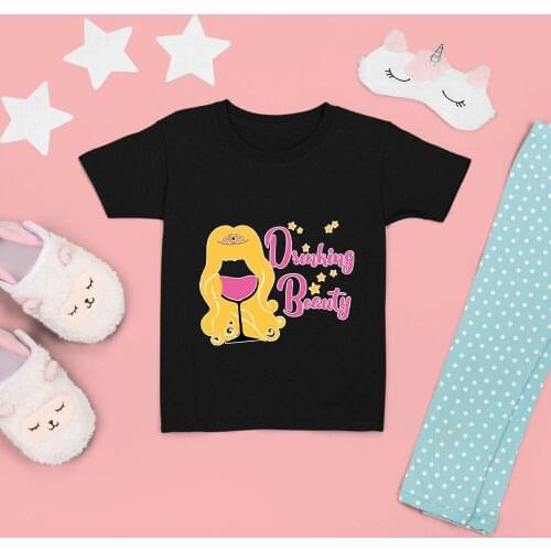 Summer New Products Kids Fashion Disney Wine Glass Princess Series Drinking Beauty Letters Pattern Short Sleeve Dropship Kawaii