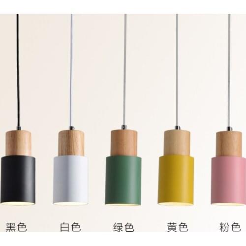 Nordic log aluminum chandelier bedroom bedside restaurant bar color macaron led long Chandelier