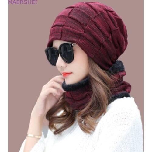 MAERSHEI Fashion Hat Men Winter Wool Ski Hats Scarf Set Head Hooded Cap Male Beanie Mask Balaclava Gorros Earmuffs Head Caps