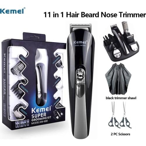 Kemei Electric Hair Trimmer Barber Hair Clipper Multifunctional 11 in 1 Beard Shaver Nose Cutter Machine Epilator KM600