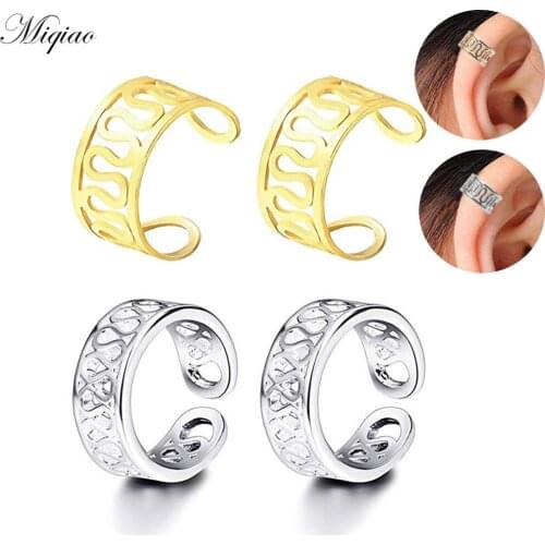 Miqiao 2pcs Simple and Explosive Stainless Steel Hollow Ear Clip Exquisite Jewelry