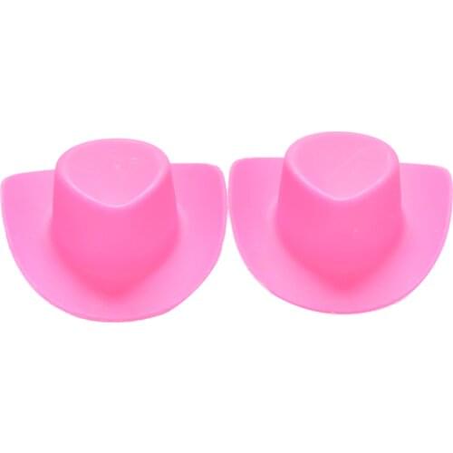 2Pcs Fashion Kids Toys Gifts Doll Cowboy Hat for Dolls Headwear Accessories Pink Color