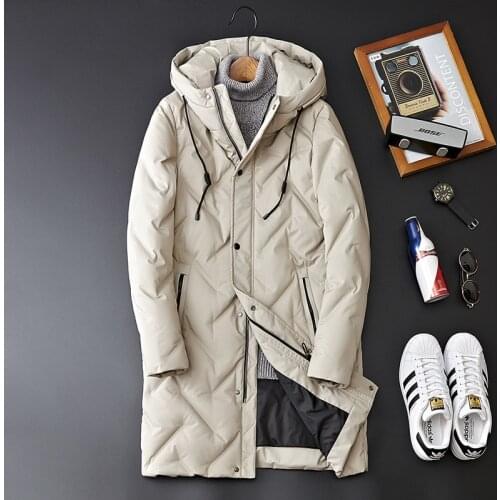 2021 Winter Mens Jacket Hooded Long Down Coats Men Windproof Waterproof Thick Warm Fashion Brand Mens Clothing Long Parkas
