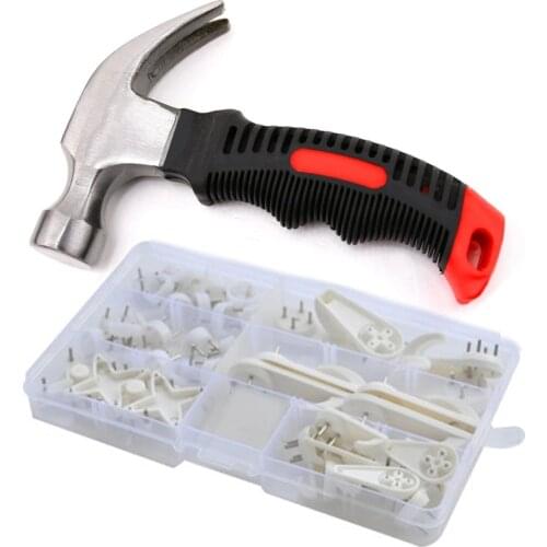 Mini Stubby Claw Hammer Wall Picture Hangers Hooks Assortment Set Kit