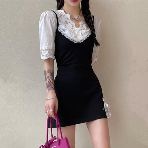 ELOY 2021 new girl party dress sets women sexy short-sleeved summer dress suit