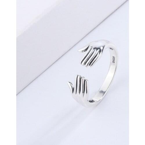 New Creative Give Me A Hug Hand Open Finger Rings for Women Men Vintage Ancient Silver Gold Color Couple Ring Jewelry Gift