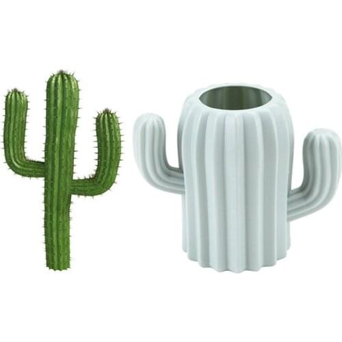 Plastic Vase Home Decoration Anti-ceramic Cactus Flower Pot For Living Room Decor Unbreakable Creative Pen Holder Cachepot