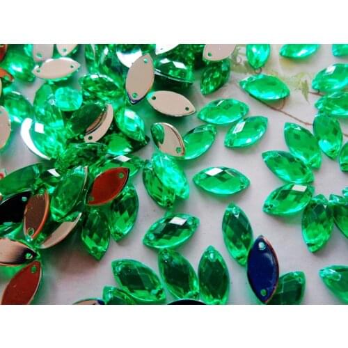 Sew on Rhinestone Green colour Acryl crystal Navette shape 6*12mm flatback strass Diamond Gemstone 400pcs/lot