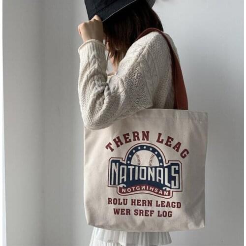 Simple Casual Tote Canvas Shoulder Bags Soft Student Large Capacity Eco Shopping Handbags For Women