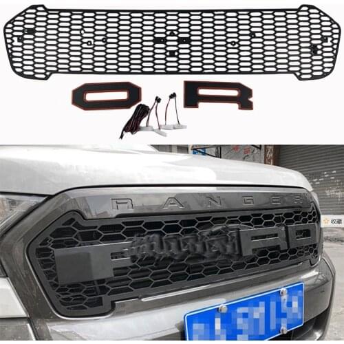 Fit for RANGER 2018-2019 T8 Racing Grille Modified Grill Front Bumper Mesh WILDTRAK Pickup with led