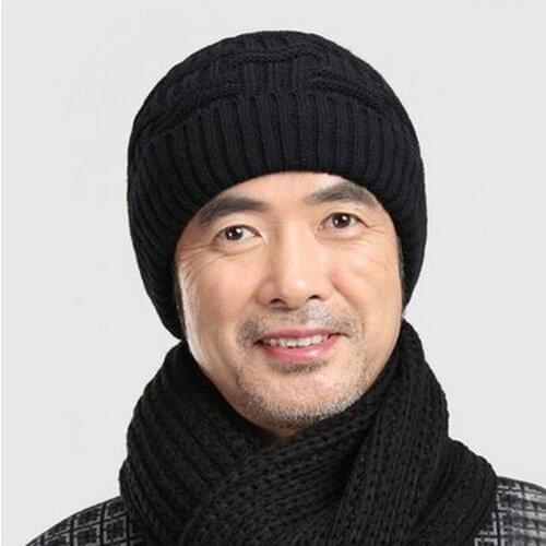1 Pcs 2015 New 100% High-grade Acrylic Add Wool Skullies Beanies Cap Men Autumn Winter to Warm Middle-aged And Old Mens Hat