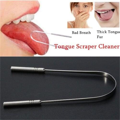 Stainless Steel Tongue Scraper Cleaner Fresh Breath Cleaning Coated Tongue Toothbrush Dental Oral Hygiene Care Tools Remover