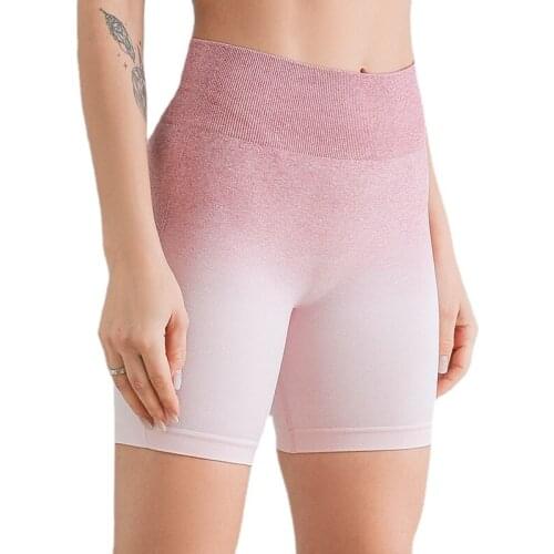 Gradient Biker Shorts Women Gym Leggings Seamless Running Shorts High Waist Spandex Hot Pants Yoga Tights Workout Sport Wear