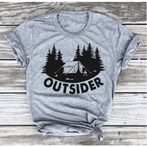 Outsider T-shirt Camping Tee Camper Shirt Go Outdoo Hiking Tshirt, Adventure funny graphic slogan tree shirts gift goth art tops