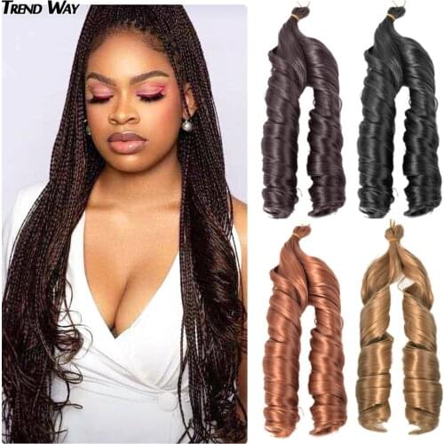24Inch Loose Wave Spiral Curls Synthetic Crochet Hair Extensions Pre Stretched Ombre Braiding Hair For Women Freetress Wavy Hair