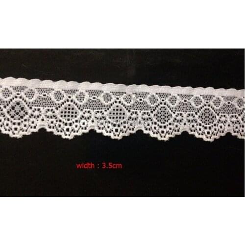 Factory 3.5cm (1.38inch) width,50meter /lot ivory DIY stretch wave lace Trim bridal headband garment swiss french zakka garter