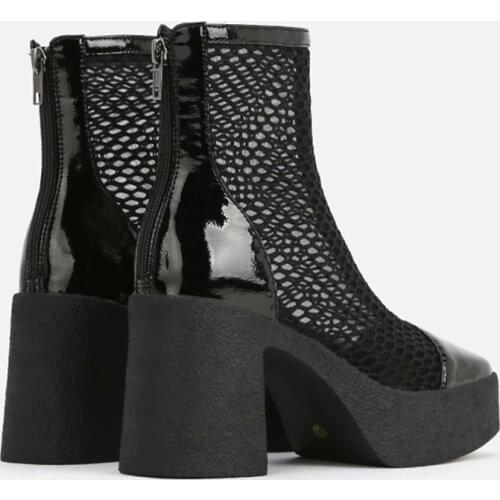 MUMANI Woman‘s 2021 New Roman Sandals Square Heel Square Toe Hollow Mesh Summer Boots Super High Platform Pumps Lady Footwear