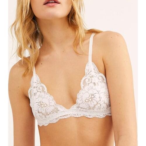 Sexy Bralette Lace Bra Thin Triangle Lingerie Wireless Underwear Deep V Backless Crop Top Adjustable Small Chest Bras