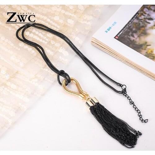 ZWC 2020 New Arrival Female Pendant Necklace For Woman Tassel Long Winter Summer Metal Chain Necklace Necklace Wholesale Sales