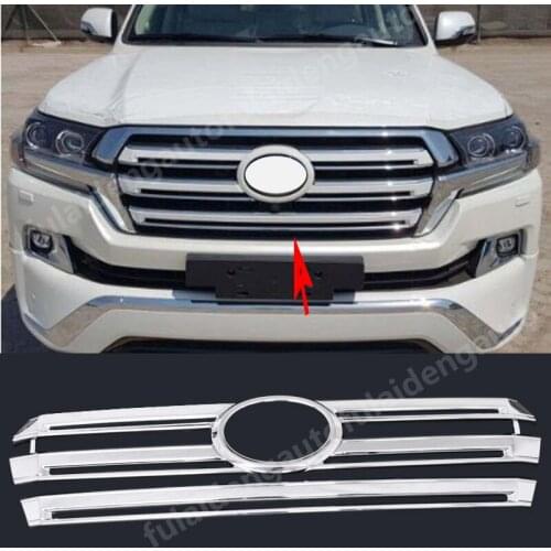 2pcs For Toyota Land Cruiser 2016-2020 ABS Chrome Front Center Grille Bumper Cover Trim Car Styling Accessories