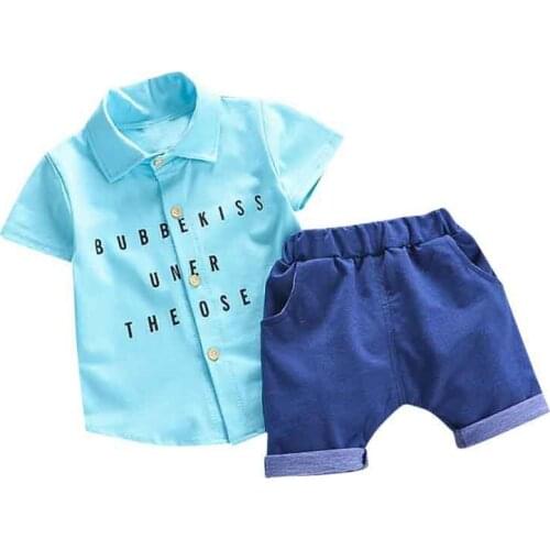 2019 Hot 2PCS Baby Infant Boys Short Sleeve Clothes Letter Tops Shirt Toddler Shorts Set Outfits Baby Clothes