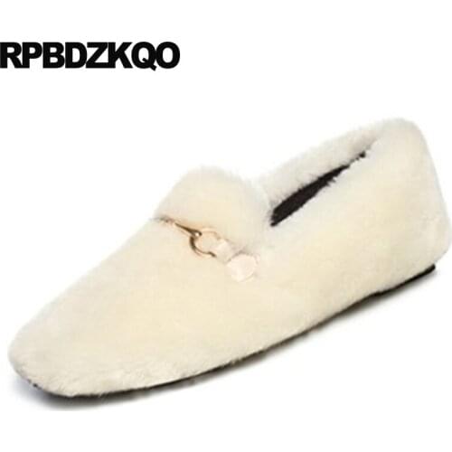 2019 brand luxury casual slip on designer shoes china ladies fashion chinese women round toe fur winter loafers shallow flats
