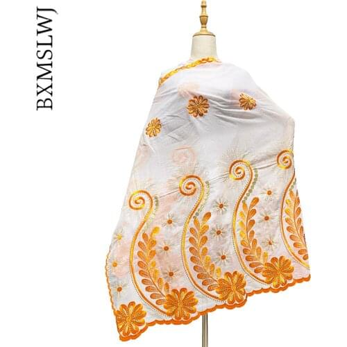 2021 New African Womens Scarf 200 * 100cm Cotton Embroidery Wrap Head Scarf Hiajabs Muslim Fashion Diamond Outdoor BX-055