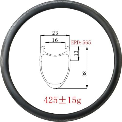 425g 700C 38mmx23mm carbon rim Clincher Carved edage brake track 23mm wide UD 3K 12K matte glossy XC gravel race road bike wheel