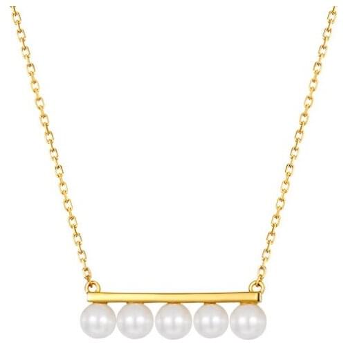 925 sterling silver With 18 K Gold Pearl Necklacs Women Wedding Jewelry Punk Party Designer Club Cocktail Party Japan