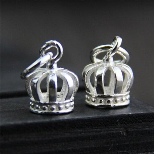 925 Sterling Silver Stereo Crown Design Circle Pendants Ornament Accessories DIY Fine Necklace Bracelets