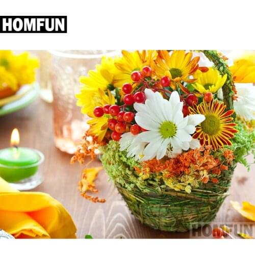 HOMFUN Full Square/Round Drill 5D DIY Diamond Painting "Daisy flower" Embroidery Cross Stitch 5D Home Decor Gift A06629