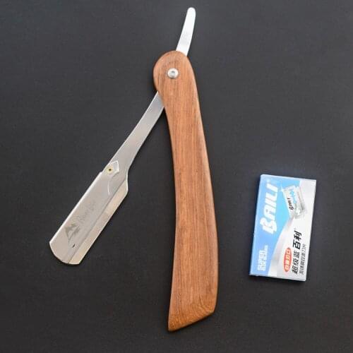 Solid Wood Gandle Barber Gair Cut Razor Shaving Razor, Professional Barber Hair Knifes Razors Blade Type Knife