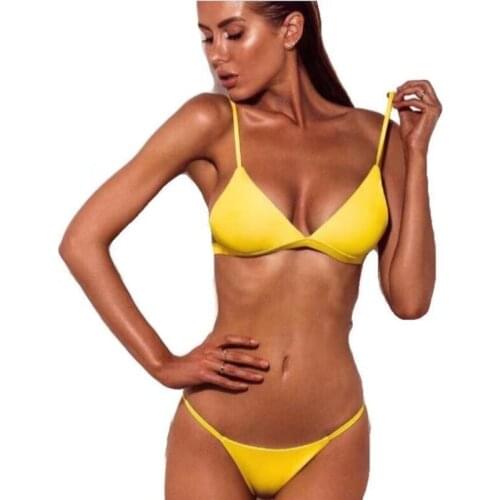 European and American bikini womens split solid color swimsuit multicolor