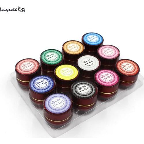 12 Pure Colors 3D Nails Art UV Gel Builder Glue Solid Extension Manicure Builder Polish Tools